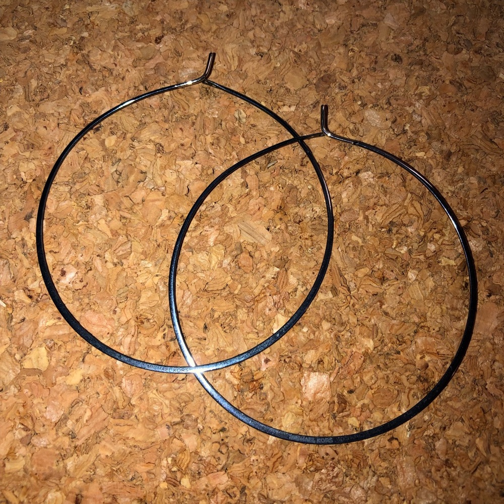 Micheal Kors blue Whisper Large Hoop Earrings, 2.4"